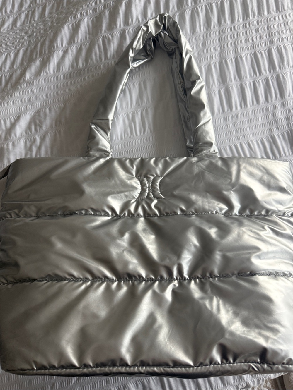 Hurley Light Silver Puffer Tote Bag